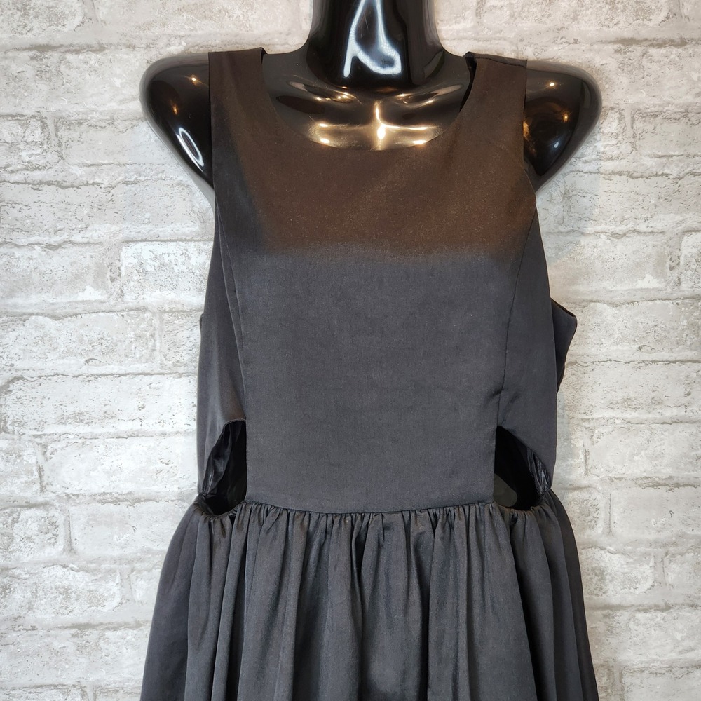 Francesca's Dress High-Low Waist Cut-Out Black Cotton Blend Cocktail Small - Picture 4 of 7